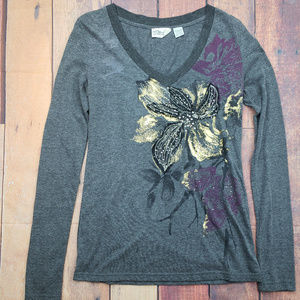 Miss Me long sleeve shirt with floral design Sz L